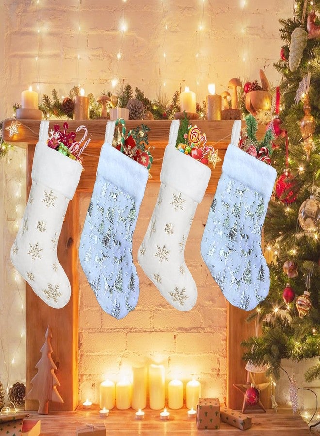 PartyToko 4PCS 14" Christmas Stocking Classic Large Stockings Santa, Snowman, Reindeer Xmas Character for Family Holiday Christmas Party Decorations 4pcs - Image 1